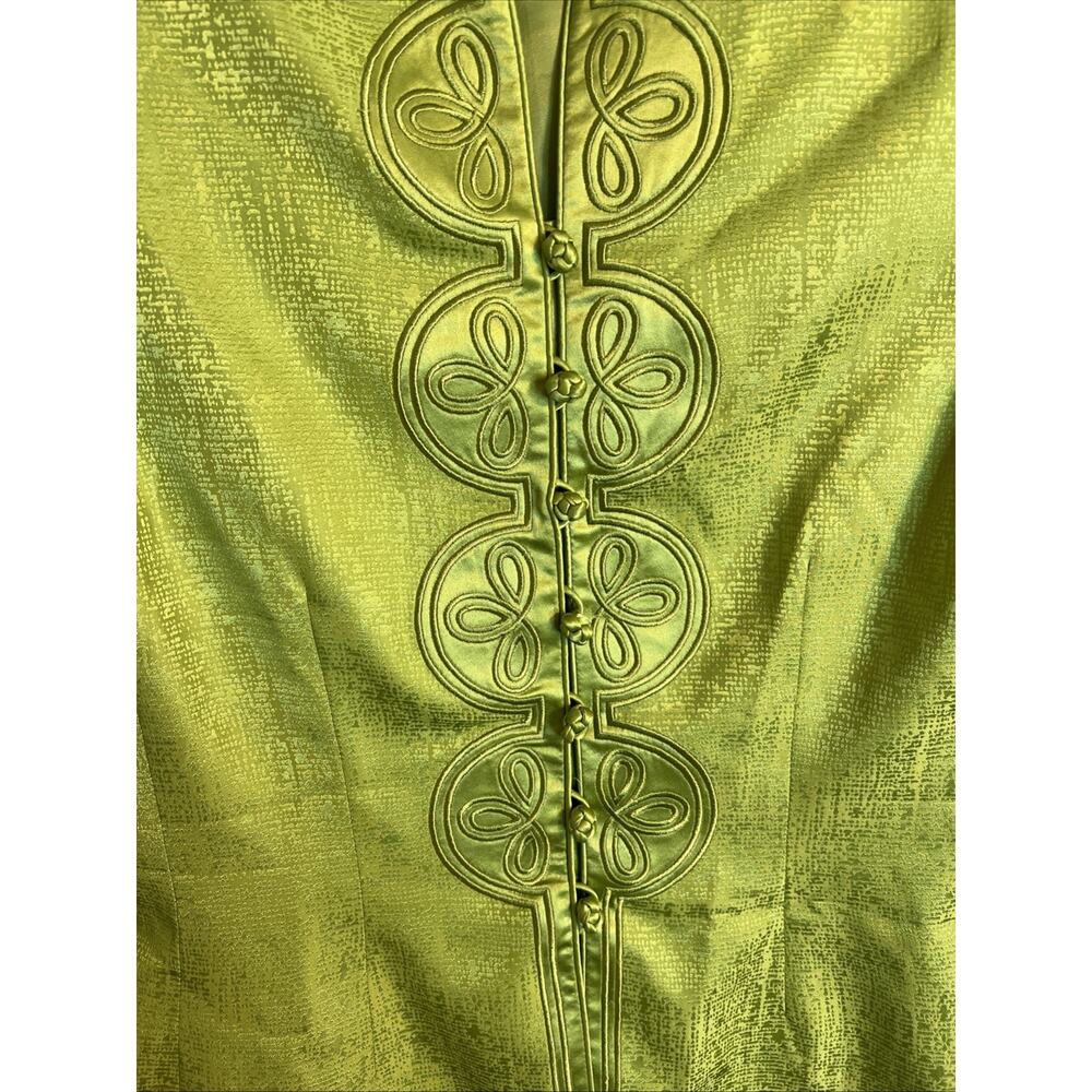 Adrianna Papell Blazer Jacket Womens 10 Petite Green Silk Evening Luxury Preppy - Picture 4 of 9